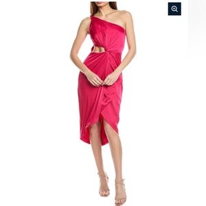 AMUR Pink Asymmetrical Ruched Cocktail Gown new 00